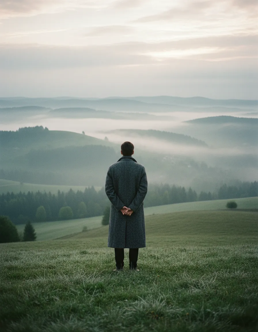 Blick über die nebelverhangenen Hügel der Steiermark - sinnbildlich für Weitblick im Coaching